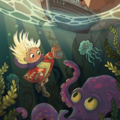 Underwater adventure with octopus